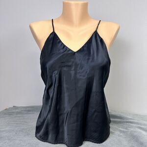 Vintage Barbizon Boutique Black Satin Camisole Remarque Size Small Stretch Cami